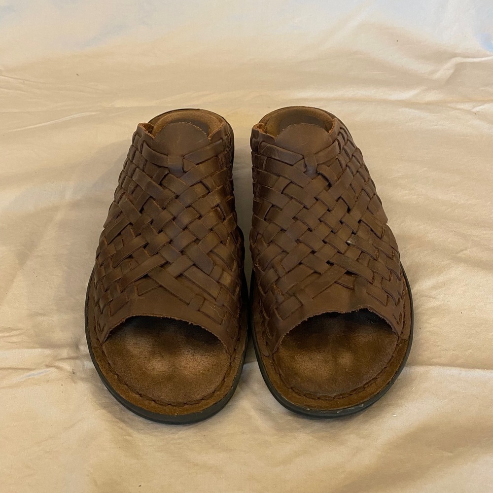 Lee Brown Woven Leather Slide Mules